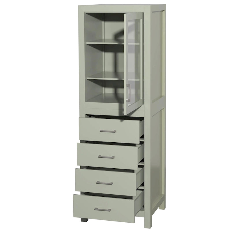 Linen Tower with Door & Drawer Storage