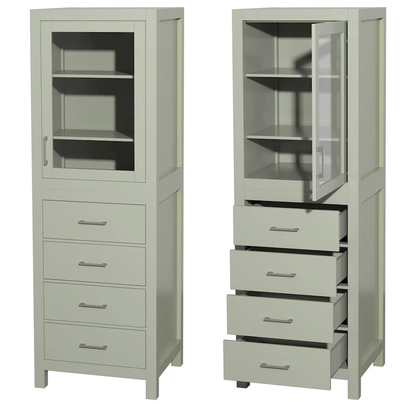 Linen Tower with Door & Drawer Storage