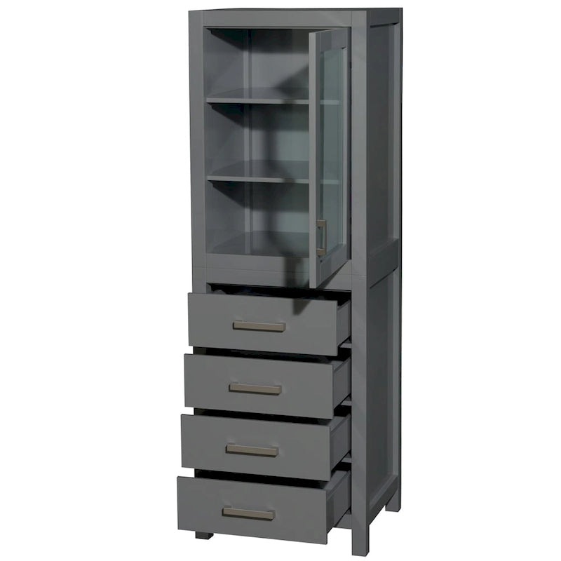 Linen Tower with Door & Drawer Storage