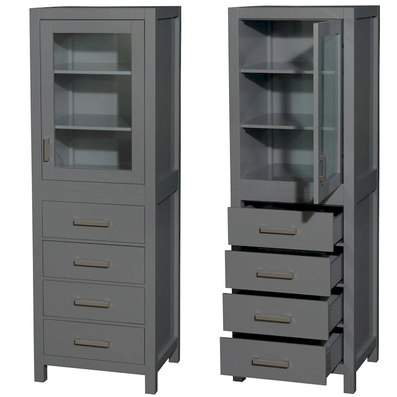 Linen Tower with Door & Drawer Storage