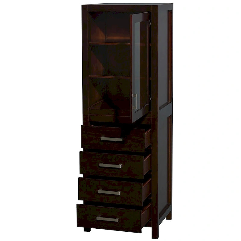 Linen Tower with Door & Drawer Storage