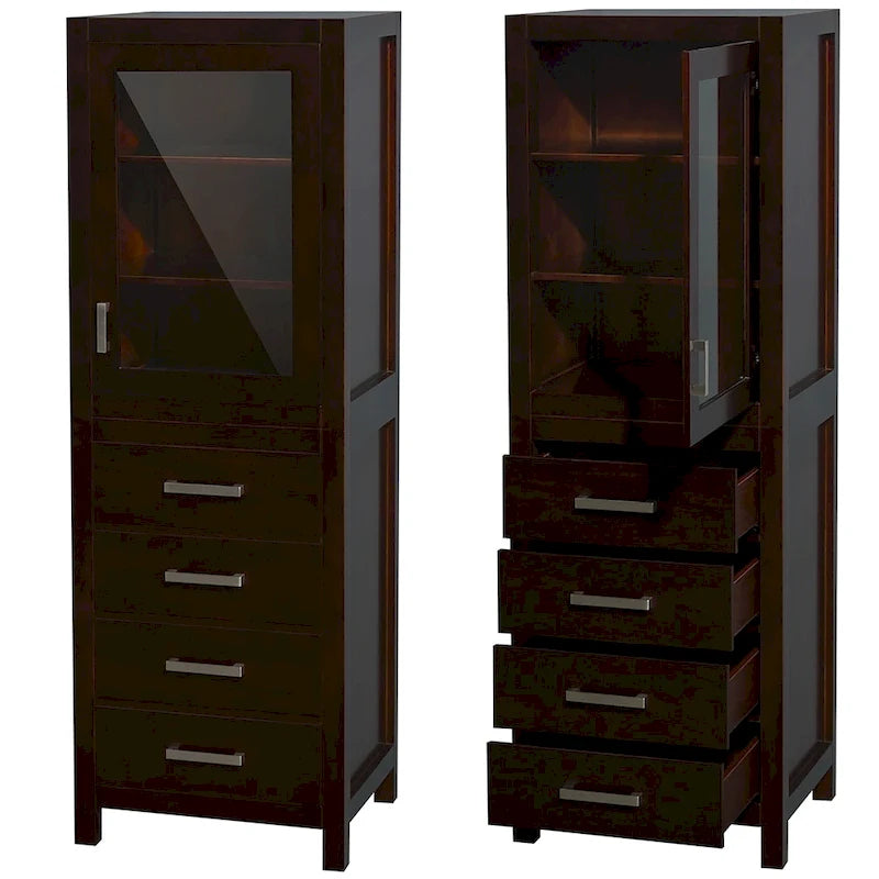 Linen Tower with Door & Drawer Storage