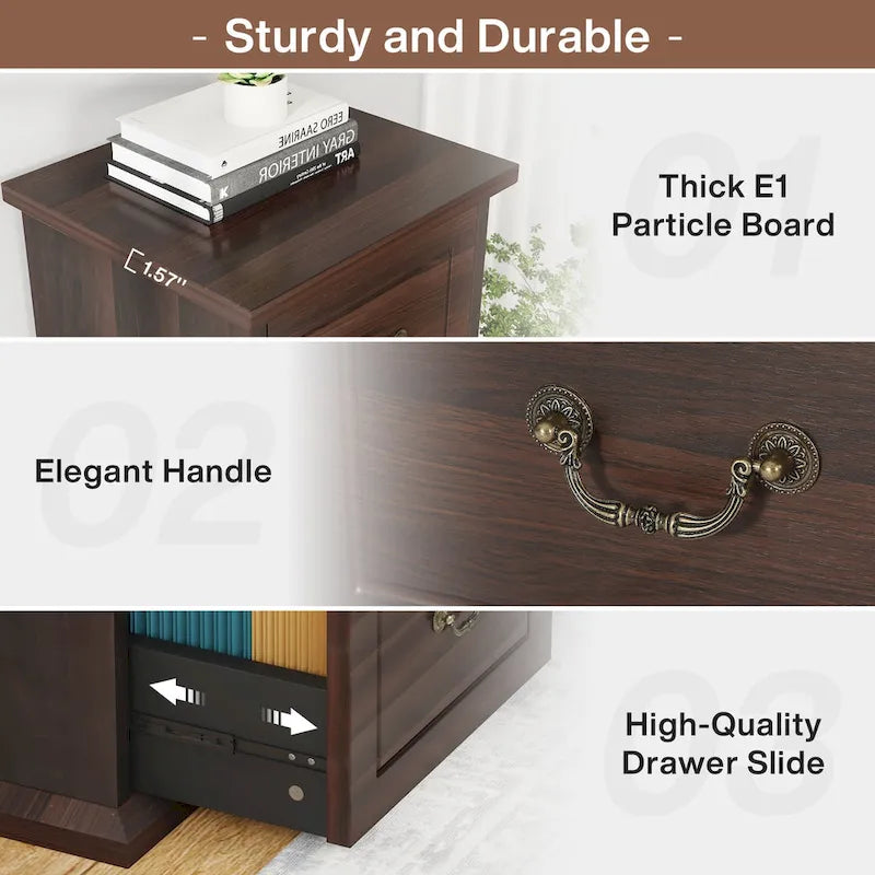 4-Drawer File Cabinet Filing Cabinet for A4 /Letter Size, Vertical File Cabinet Home Office Wood Filing Cabinet