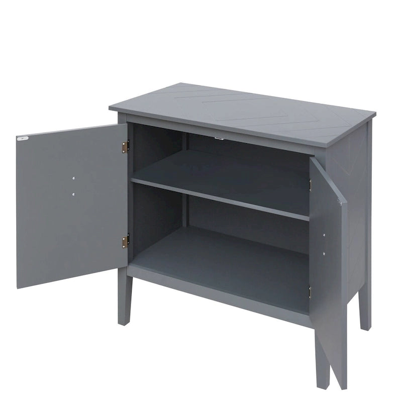 2 Door Wooden Cabinets Gray Wood Cabinet Vintage Style