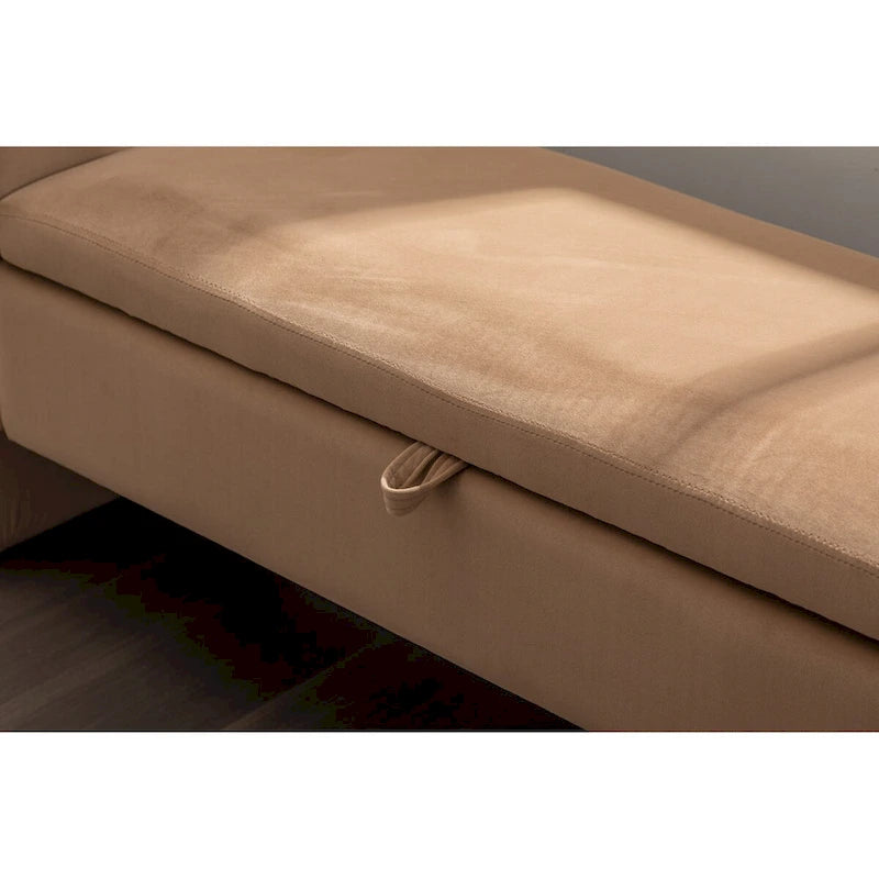 Velvet Fabric Storage Bench Bedroom Bench With Gold Metal Trim Strip For Living Room Bedroom Indoor