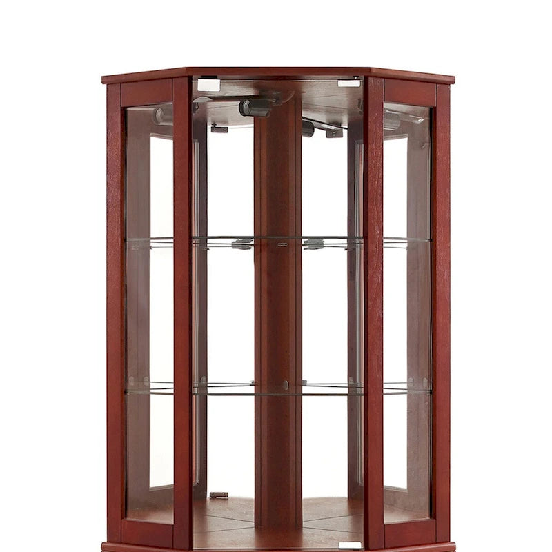6 Shelf Corner Curio Display Cabinet with Lights, Mirrors and Adjustable Shelves