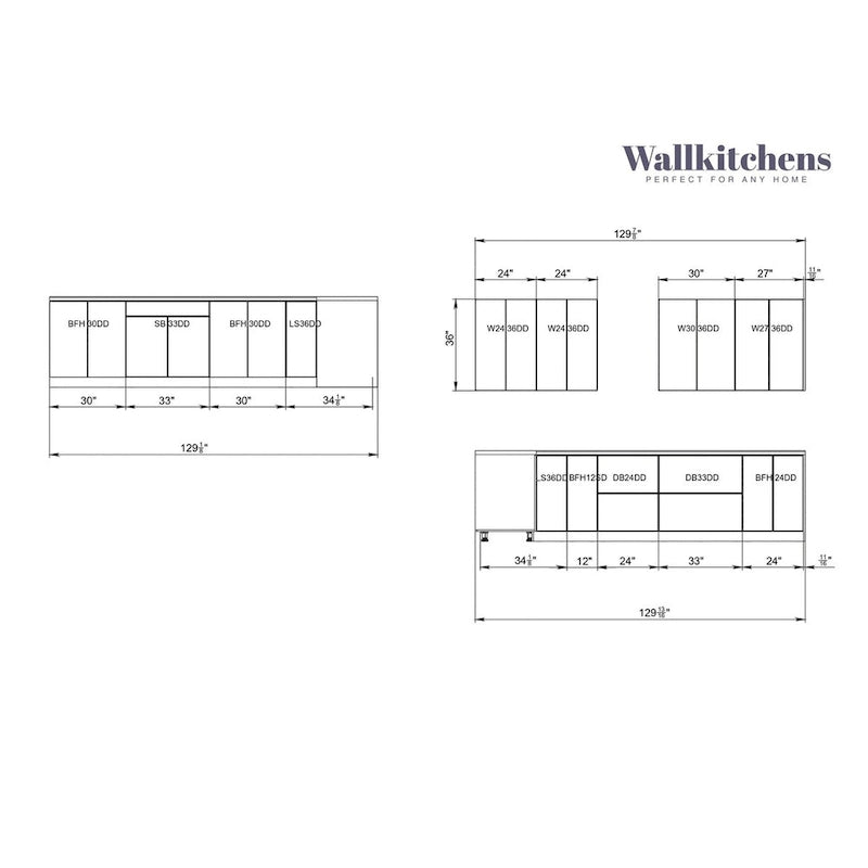 Kitchen White Matte Color Base Size 11Ft Wide - 130x130