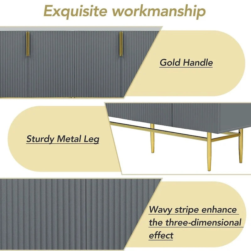 60 Modern Elegant 4-Door Cabinet Buffet/Sideboard