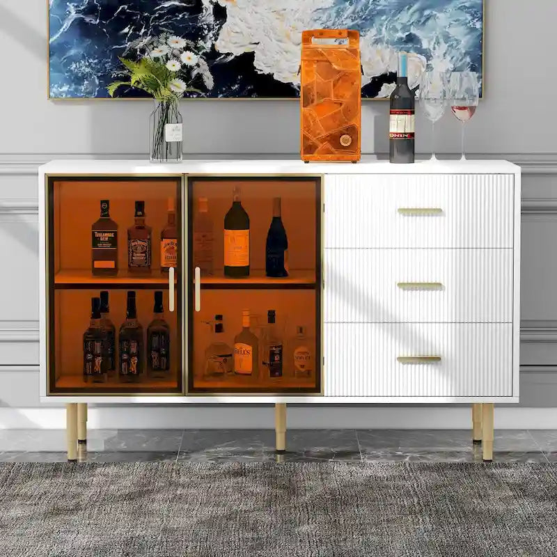 Modern Sideboard Buffet Cabinet with Glass Doors
