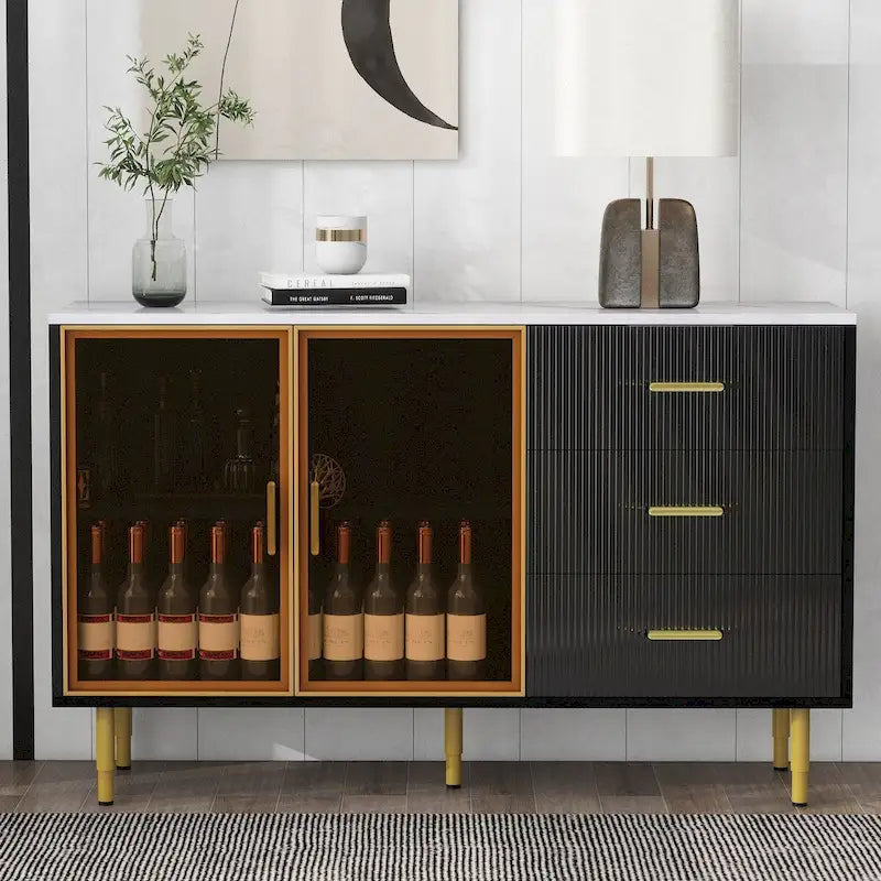 Modern Sideboard Buffet Cabinet with Glass Doors