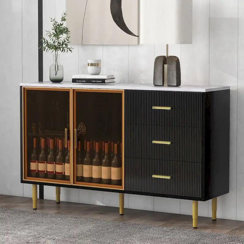 Modern Sideboard Buffet Cabinet with Glass Doors