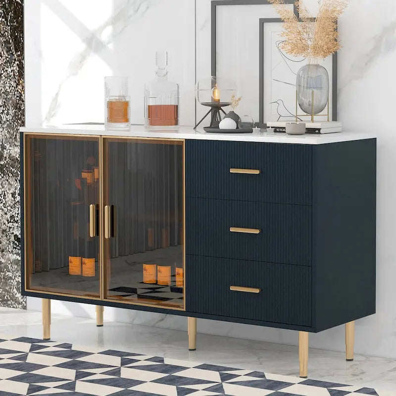 Modern Sideboard Buffet Cabinet with Glass Doors