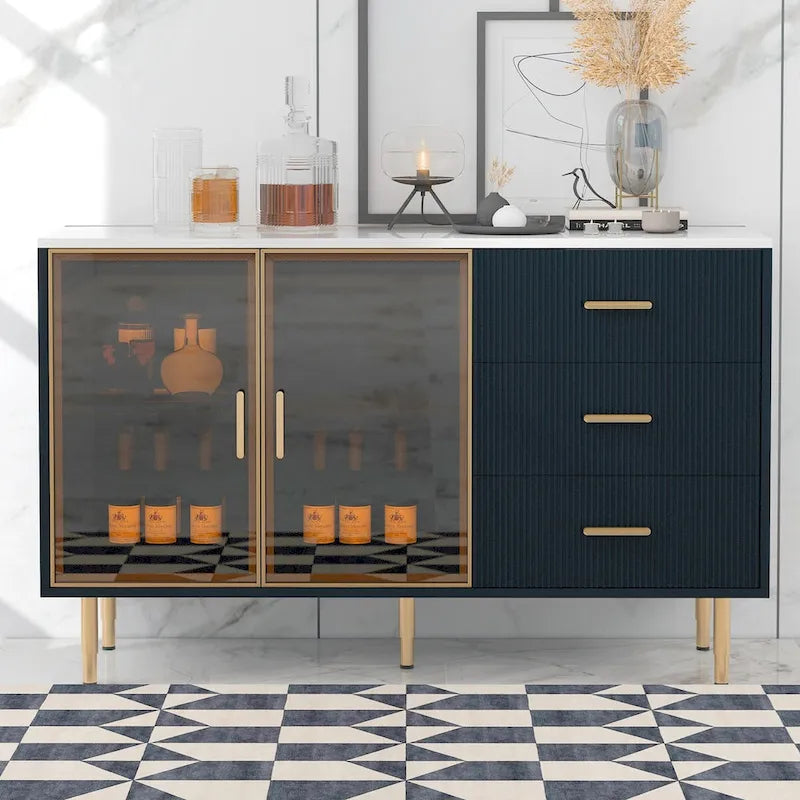 Modern Sideboard Buffet Cabinet with Glass Doors