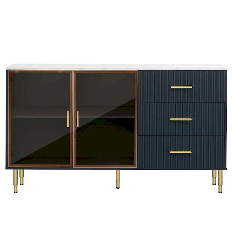 Modern Sideboard Buffet Cabinet with Glass Doors