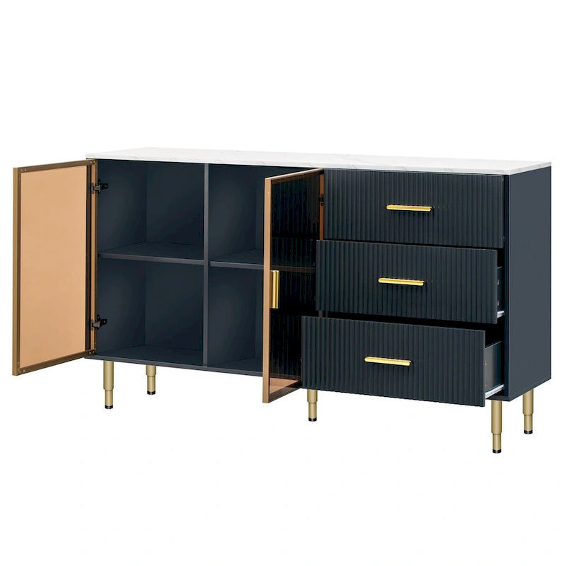 Modern Sideboard Buffet Cabinet with Glass Doors