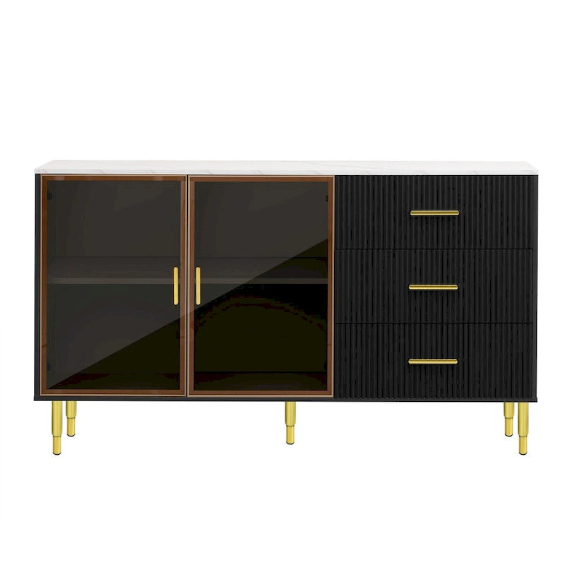 Modern Sideboard Buffet Cabinet with Glass Doors
