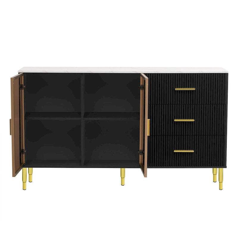 Modern Sideboard Buffet Cabinet with Glass Doors