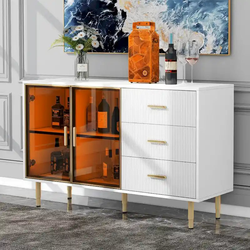 Modern Sideboard Buffet Cabinet with Glass Doors