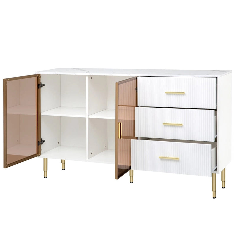 Modern Sideboard Buffet Cabinet with Glass Doors