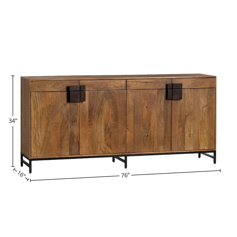 76 4-Drawer Sideboard, Brown