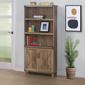 Farmhouse Rustic Oak 2-Door Bookcase - 12W x 30.7D x 67.4H
