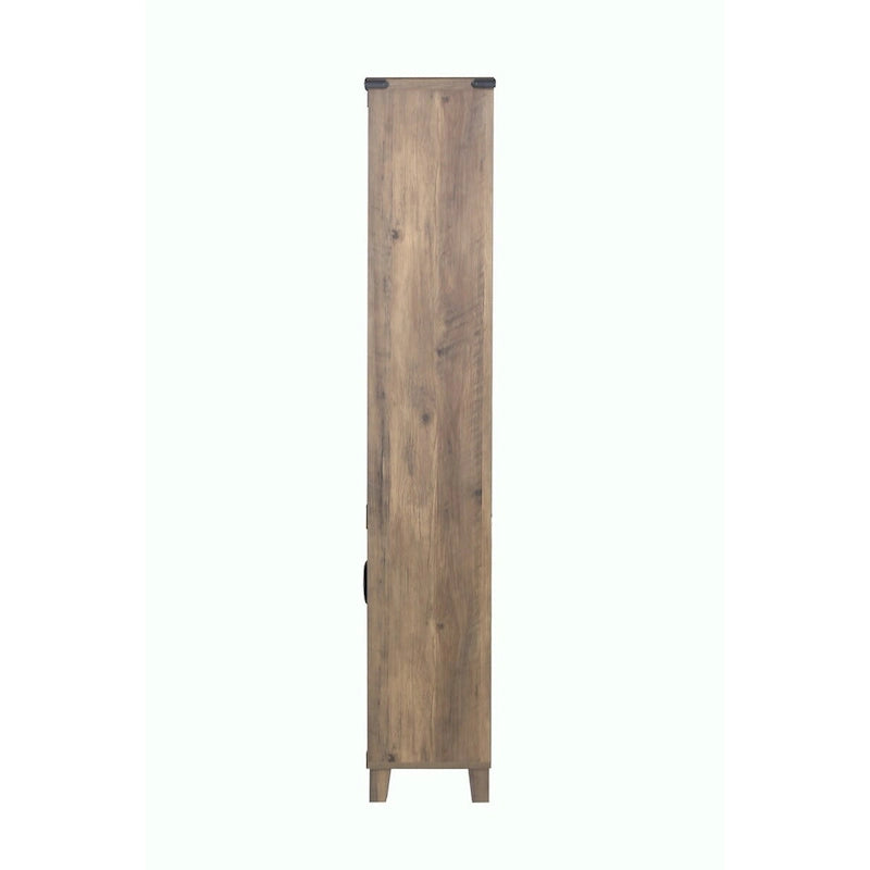 Farmhouse Rustic Oak 2-Door Bookcase - 12W x 30.7D x 67.4H