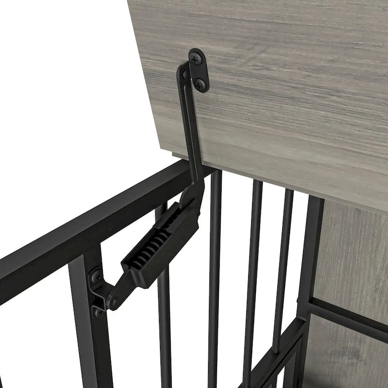 Dog crate furniture with Rremovable Ttray, Double-Door House, lift Panel, 360 Degree Rotation -3 Height Adjustable Feeding Bowls