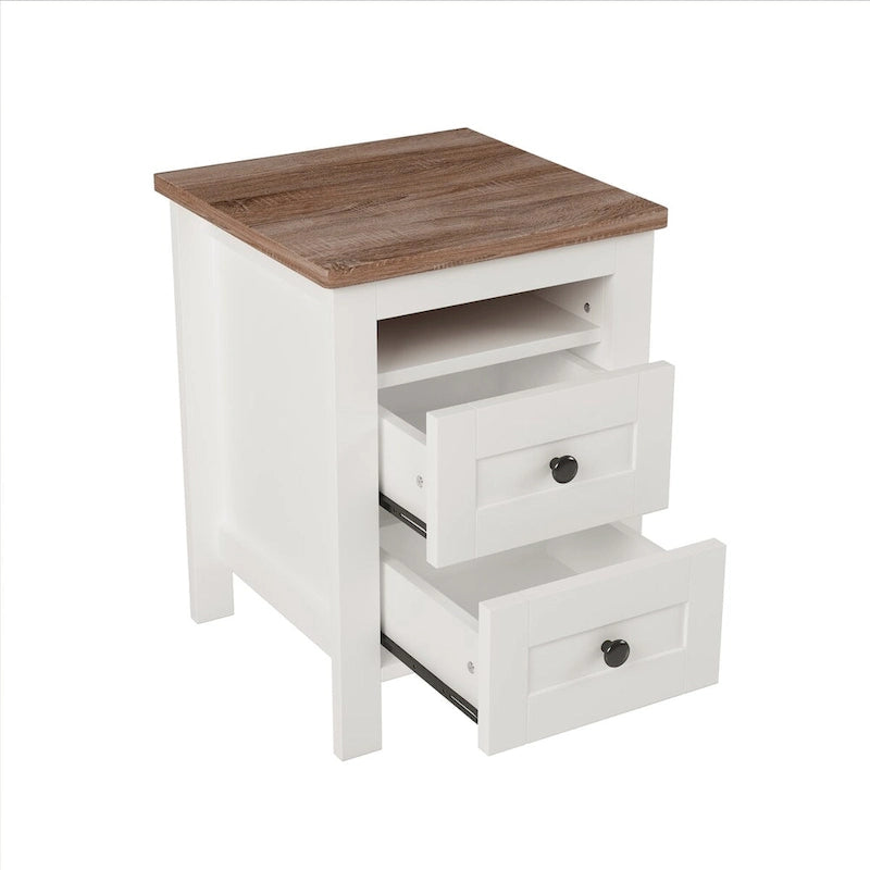 2-Drawer Farmhouse Wooden Storage Cabinet