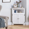 Bathroom Corner Storage Cabinet Small Floor Corner Cabinet with Doors and Adjustable Shelves - 13D x 23.4W x 32.7H