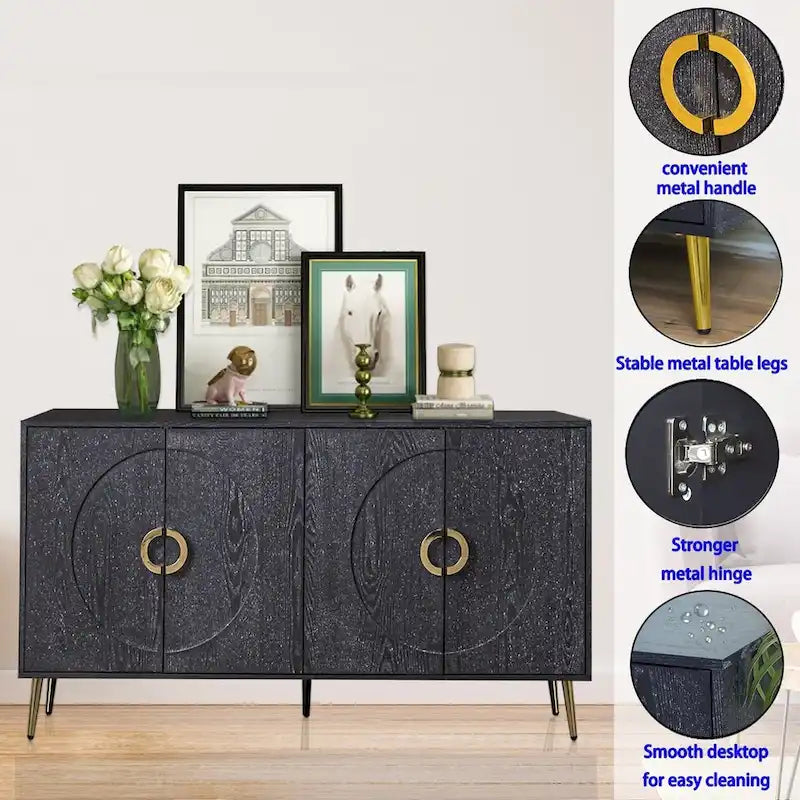 Modern Lacquered 4 Door Wooden Cabinet
